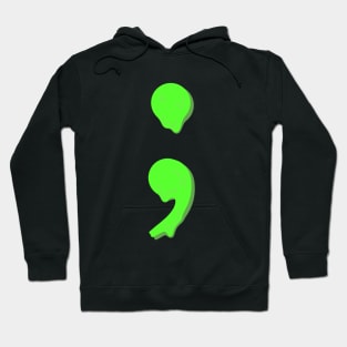 dripping/melting semicolon in neon green Hoodie